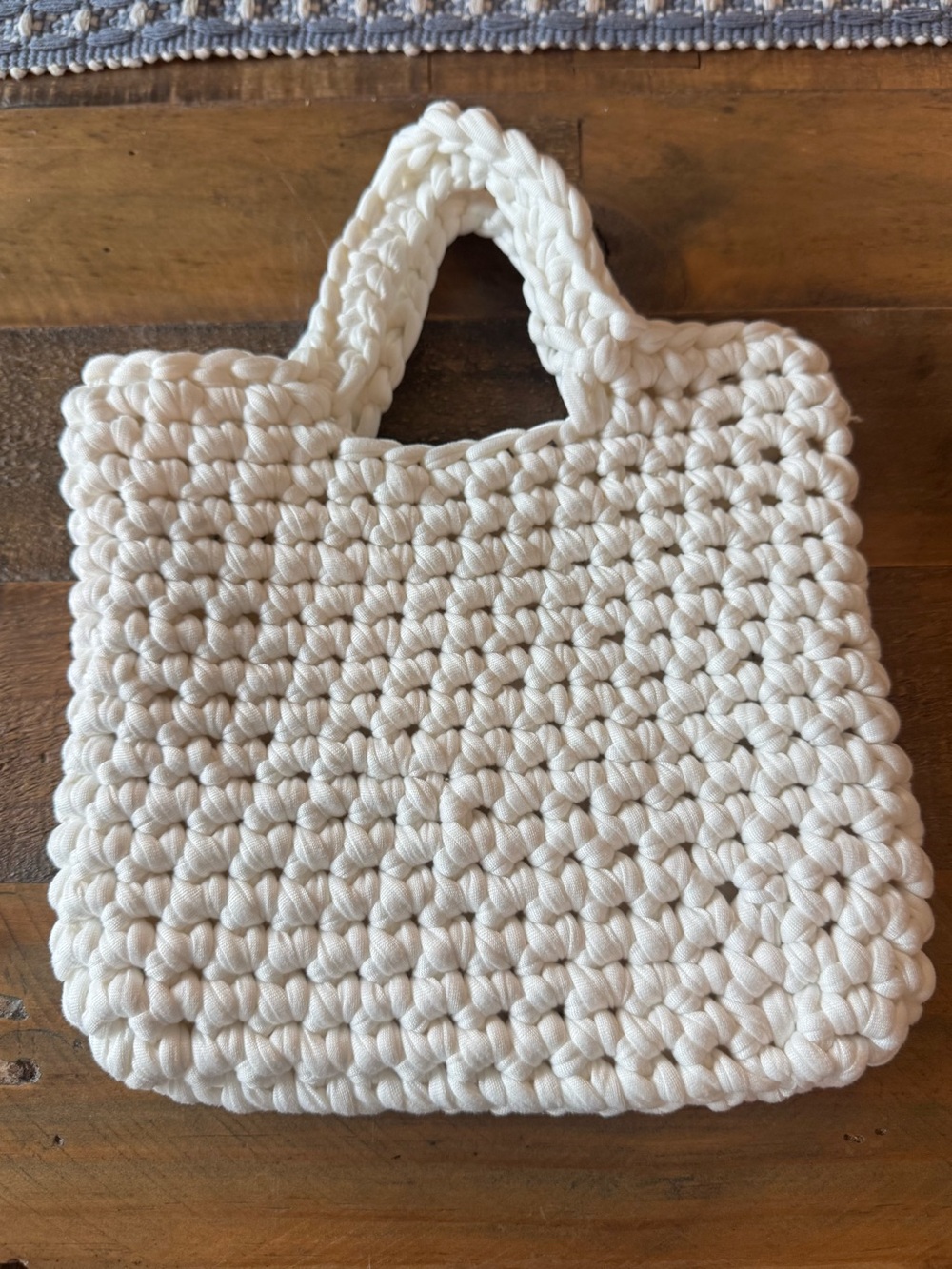 Handcrafted White Crochet Tote Bag